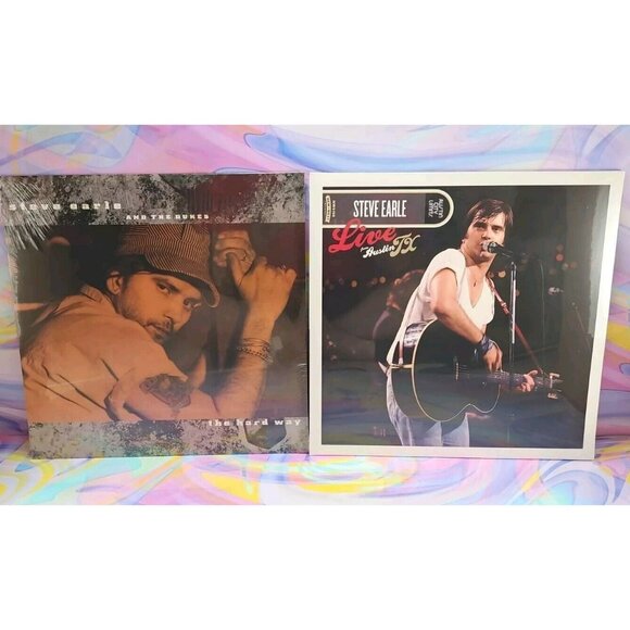 Lot of 2 Steve Earle Records (New): Live from Austin TX, The Hard Way
